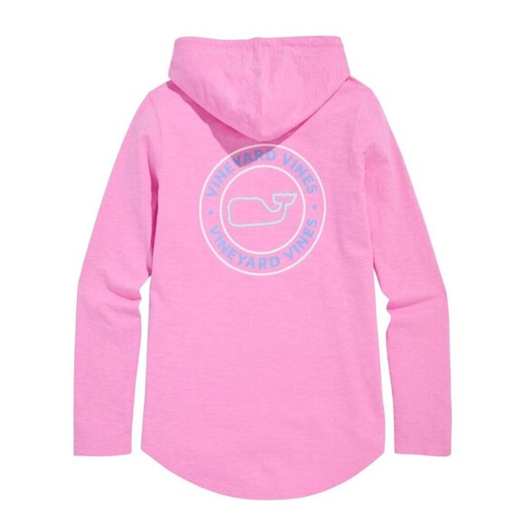 Vineyard Vines 2024 White Long Sleeve Cotton Rounded Hem Hooded Tee Shirt Size L - Picture 4 of 9